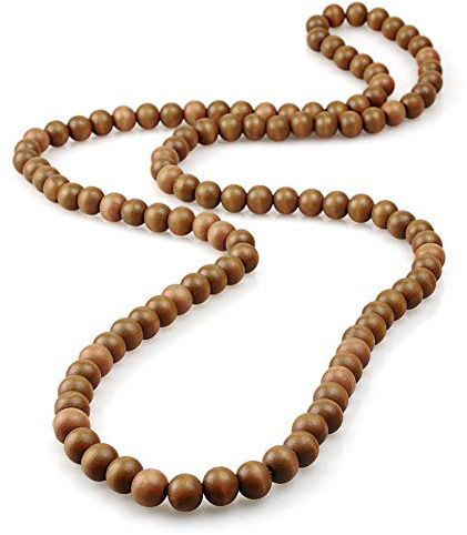 EVBEA Collana Donna Collana di Perline da Domo in Legno a Rosario Catena String Collana Lunga Donna collana di preghiera Africana di perle in legno Indiano