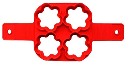 Stampo in silicone - pancake - 4 buchi -torte - uova fritte - formine Fiore - lavabile - antiaderente - cucina