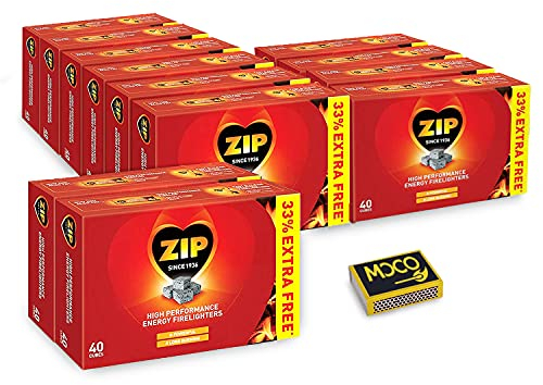 Zip High Performance Fire Lighters- Powerful & Reliable Fire Starter for Open Fires- Eco Fire Cube for BBQs, Stoves & Burners- (12 Pack X 40 Cubes)