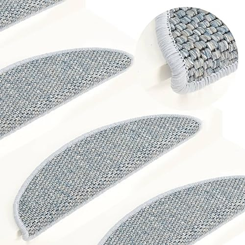 vidaXL Treppenmatten 15 STK., Stufenmatten Selbstklebend, Treppenteppich in Sisal-Optik, Treppenstufenmatte Treppenschutz, 65x21x4cm Blau