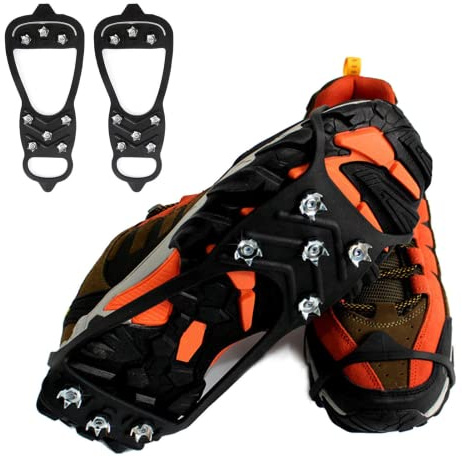 Spikes Für Schuhe Winter - Steigeisen - Schuhspikes Schuhkrallen - Ice Klampen Steigeisen Mit 8 Edelstahl Spikes - rutschfest Grödel Eisspikes Schneekette Für Klettern Bergsteigen TrekkingA (M)