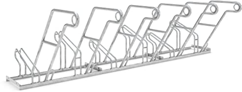 Anlehnparker 2606 XBF | Fahrradständer einseitig | für 6 extra breite Fahrräder | erweiterbar | Abwechselnde Hoch-/Tiefeinstellung | mit Anlehnbügel | Fahrradparker Bodenparker Mehrfachständer