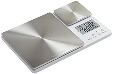 KitchenAid KQ909 Dual Platform Digital Kitchen and Food Scale, 11 Pound Capacity and Precision 16oz Capacity, White with Stainless Steel