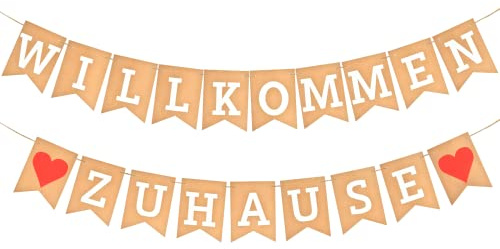 EKKONG Herzlich Willkommen Girlande, Welcome Back Girlande Willkommen Zuhause Banner mit Seil für Familie Partydeko Geburtstags Party Dekoration Hängedekoration (Kraftpapier)