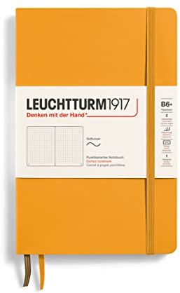 LEUCHTTURM1917 365640 Notizbuch Paperback (B6+), Softcover, 123 nummerierte Seiten, Rising Sun, Dotted | Säurefrei, 123 nummerierte Seiten, Fadenheftung, 2 Lesezeichenbänder, Falttasche