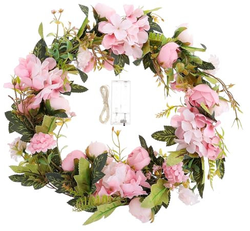 FOMIYES Kranz Mit Lichtern Ostergirlande Beleuchtete Frühlingskränze Kerzenringe Für Säulen Künstlicher Blumenkranz Veranda Dekorationen Im Freien Hochzeitsblumen Fenster Seidenblume