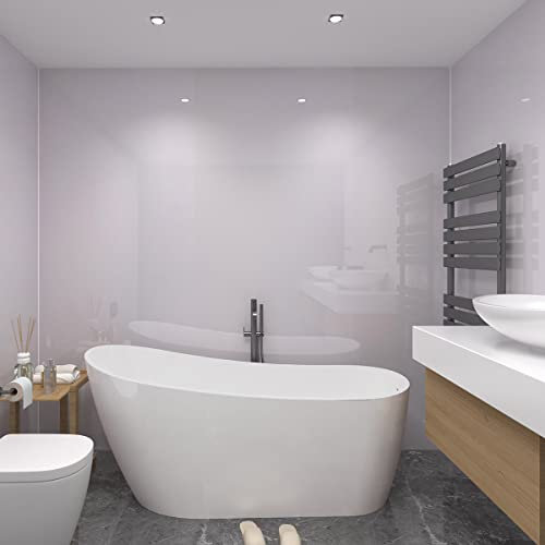 NRG Gloss White Large Waterproof PVC Shower Panel Cladding for Bathroom Kitchen Wall Ceilings 1m Wide (2 PCS)