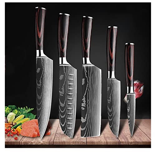 Couteaux de Cuisine Set Set Damas Modèle Sharp Chef Couteau Japonais Santoku Couteau Cleaver Cleaver Couteau Utilitaire Outils de Cuisson Couteau (Color : ADGEF)