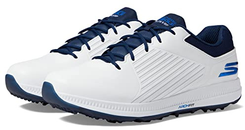 Skechers Men's Elite 5 Arch Fit Waterproof Golf Shoe Sneaker, White/Blue, 8.5 UK Wide