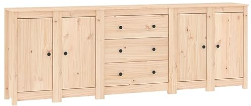 vidaXL Sideboard Schrank Anrichte Kommode Beistellschrank Mehrzweckschrank Standschrank Wohnzimmerschrank 230x35x80cm Massivholz Kiefer