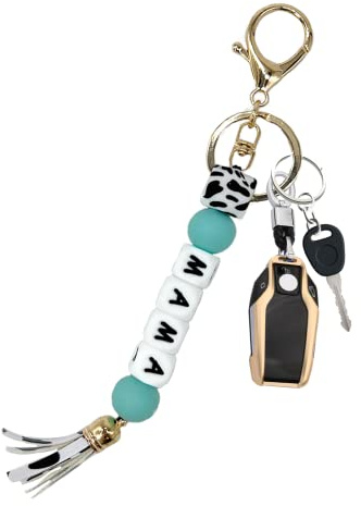 PAKASEBOXES MAMA Silikon Perlen Schlüsselanhänger, Schlüsselanhänger für Autoschlüssel, Taschenanhänger als Muttertagsgeschenk für Mama & Tante, Mama-Minz-Kuh, Einheitsgröße