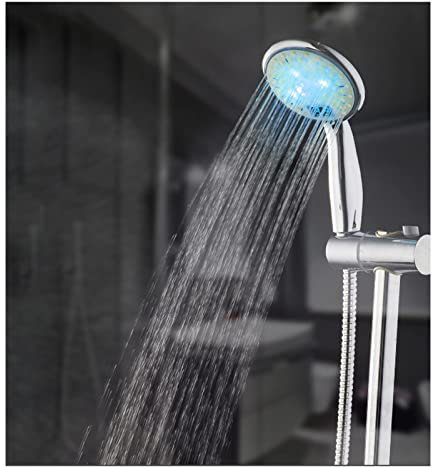 SWHC SWHC Wassersparen Duschkopf mit Digital Temperaturanzeige, ABS Chrom Hochdruck Duschkopf, Rund Wandmontiert Universal Handbrause mit Reinigungsfreundlich Antikalk-Funktion, Einfache Installation