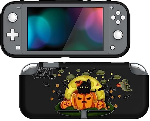 playvital Coque pour Switch Lite Étui Silicone TPU Souple | Housse de Protection pour Nintendo Switch Lite Console,Anti-Griffes et Anti-Chocs-Nuit Lune Halloween