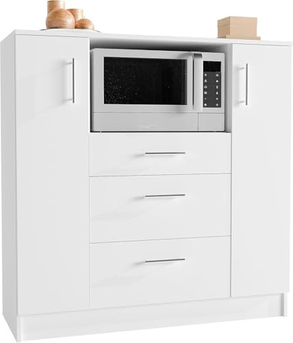VCM Küchenschrank | Maße ca. H. 110 x B. 109 x T. 40 cm | Mikrowellenschrank mit DREI Schubladen | Unterschrank schlicht | Küchenmöbel - Esilo