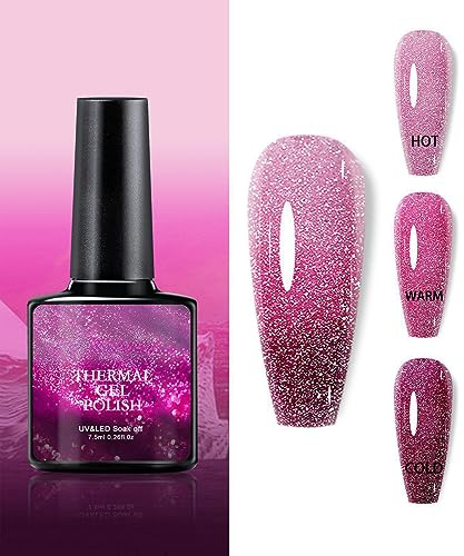 Thermo Effekt Nagellack Temperaturwechsel, Gel Nagellack Farbwechsel Uv Gel Nail Art, Thermo Farbgel Chamäleon Nagelgel, Temperature Change Nail Polish Fairy Color Gradient Nails