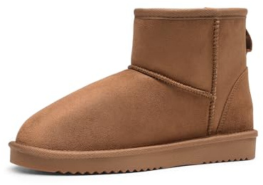 DREAM PAIRS Damen Schneestiefel Winterstiefel Snow Boots Bequeme Flache Schuhe Wärme und Komfort FuzzyClassic I Niedriger Stiefel,Size 38,Kamel,DSB214-1