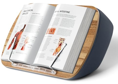 ERGONOV Schoß-Sitzsack-Buchständer für freihändiges Lesen, bequemer Lesekissenständer, minimiert Nackenbelastung, perfekte Idee für Buchliebhaber im Schlafsaal oder überall sonst, mit Büchersitz (grau