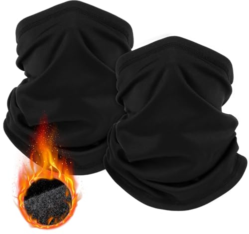 HEGGCOOE 2 Stück Schlauchschal Herren und Damen,Winddicht Warm Winter Loop Schal Halswärmer Halstuch Ski Maske für Outdoor Skifahren Motorrad Laufen Radfahren Fahrrad (Schwarz + Schwarz)