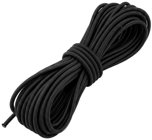 3 mm x 10 m Gummiband Rund,Gummizugband,Gummikordel 3mm,Gummischnur 3mm | Gummi Schwarz,Schwarzes Gummiband,für Zelt,Rucksack,Kordel,Hutgummi (Schwarz)