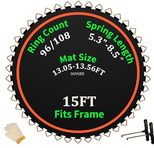 Doyuee Trampolin Ersatzmatte, geeignet für 4m Trampolinrahmen, Verwendung 108 Stück von 19,1 bis 21,5 cm, Durchmesser 4 m, Trampolin Ersatzmatte