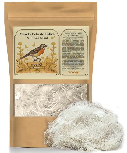nestQ Natürliches Ziegenhaar, 200 g, für Nester, Vögel, Kanarienvögel, exotische Stiege, Ziegenhaar, Mischung mit Sisalfaser, Zubehör für Nester (Faser)