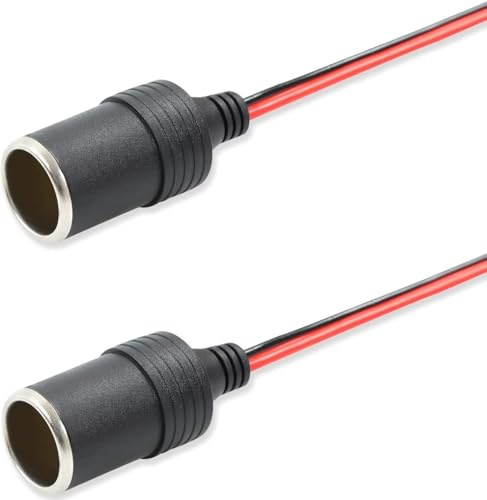 IberParts 2 Piezas De Toma De Mechero Para Coche, 12v Y 15cm De Longitud, Tipo Hembra, Mechero De Cigarrillos, Zócalo De Carga Para Vehículo
