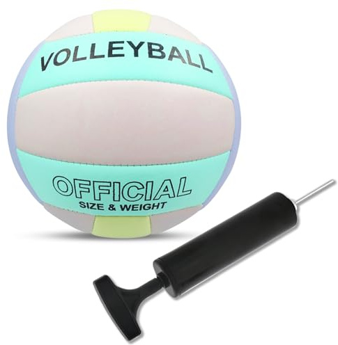 TOATELU Balón de voleibol de playa tamaño oficial 5: pelotas de voleibol blandas con bomba de pelota, voleibol deportivo, entrenamiento deportivo, juego de arena para exteriores e interiores, para