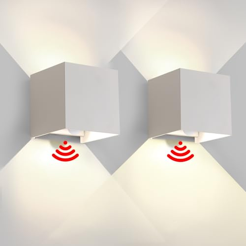 2 Stück IP65 Wasserdichte Außenleuchte LED Würfel 12W 4000K Moderne quadratisch Winkel einstellbar weiß