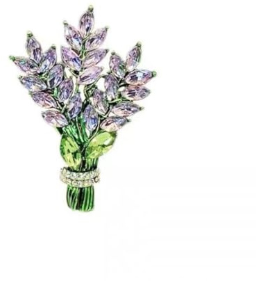 Rhinestone Lavender Brooch Women Brooch Romantic Crystal Lavender Flower Lapel Pin Purple Flower Pin Crystal Rhinestone Lilac Brooch Badge Pin for Cloth Dress Wedding Party