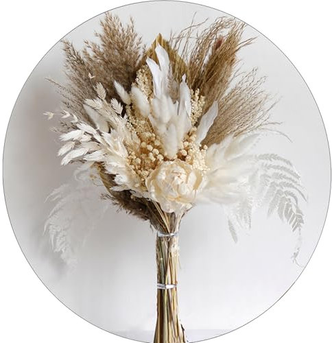 Molyorch 49 pièces Décoration en Herbe de Pampa séchée, d'herbe de Pampa avec des queues, Fleurs Séchées Naturelles pour Mariage Table Salon Vases Boho Home Deco de Fleurs Sèches