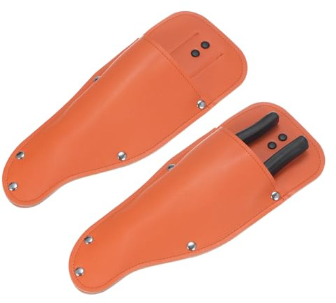 M METERXITY 2-Pack Funda para Tijeras de Jardín, Funda de Cuero PU Portátil para Tijeras de Podar y Alicates para Cinturón, Estuche de Cuero para Tijeras de Jardín [Naranja]