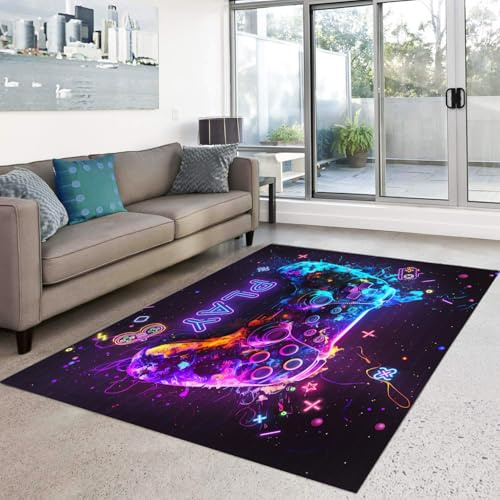 HOSIMA Gamepad-Bedruckte Schlafzimmer-Rutschfeste Bodenmatte, Weiche, Kurzflorige Flauschig (160 * 120)