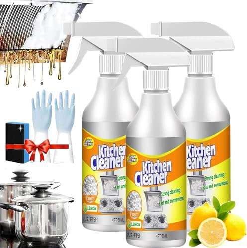 Sciasi Kitchen Foam Cleaner, detergente spray per cucina, macchie di olio da cucina, detergente multiuso in schiuma, detergente multiuso per pentole e padelle da cucina (3 pezzi)