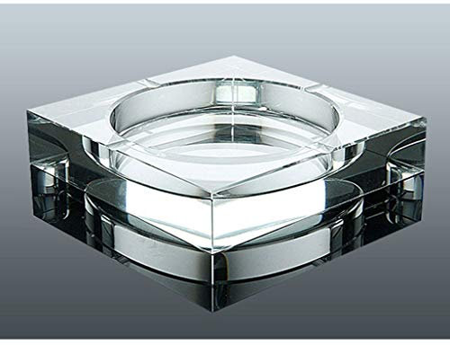Ceniceros para el hogar Cuadrada cenicero de vidrio cristalino transparente de cristal Cenicero decoración interior y exterior creativo Pequeño Cenicero 3,9 pulgadas Ceniceros domésticos(10cm)