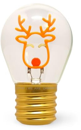 Legami - Lampada da Tavolo a forma di Lampadina, For Indoor Use Only, Ricaricabile con Cavo USB, Senza Fili, Tema Reindeer, 6.8 x 10.3 cm