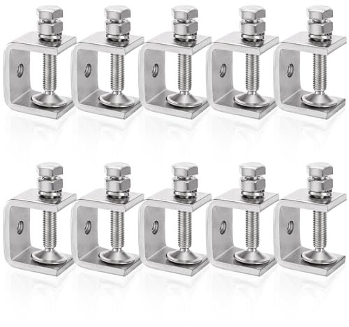 Nagpew 10 Pieces 304 Stainless Steel C-Clamps, 1 Inch Mini Tiger Clamps with Wide Jaw Opening, Heavy Duty Metal Clamp for Woodworking, Metalworking, Mounting, Welding, Clamping
