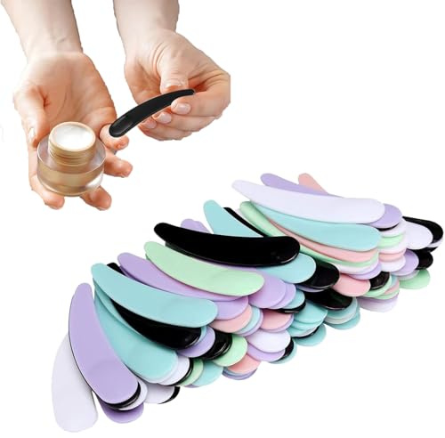 STOUCLA Mini espátula cosmética, cuchara para mascarillas, cremas, mascarillas faciales, lociones, limpiadores faciales e hidratantes, 200 unidades, 6 colores