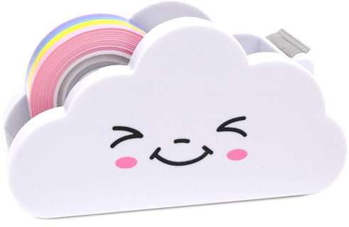 Mritrit Dispenser Nastro Adesivo Nuvola da Scrivania, Piccoli Porta da Scrivania ABS Resistente per Bambini Ufficio alla Casa (Bianco)