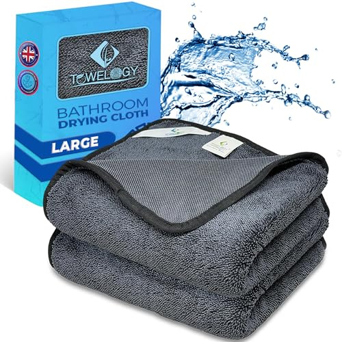 Towelogy® Bathroom Cleaning Cloth, Super Absorbent Cloth Microfibre Shower Cleaner Towel for Tile, Glass, Screen and Mirrors, Thickened Magic Cloths (Large)