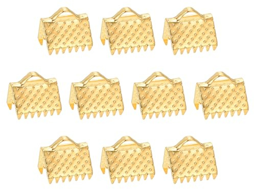 QUARKZMAN 280 Stück Bandklemmen, 8mm Bändchen Verschluss Lesezeichen Klemmenden, Kordelenden Befestigungen Armband Verschluss Klemmenden für DIY Schmuckherstellung Halskette, Gold
