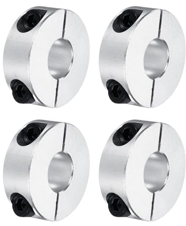 QUARKZMAN Aluminium Stellringe 14 mm Innendurchmesser Doppelt Geteilter Klemmring Silber Wellenring Bohrung Set-Schrauben Klemmringe Tiefenanschlag für Bohrer Auto Robotik 4 Stück