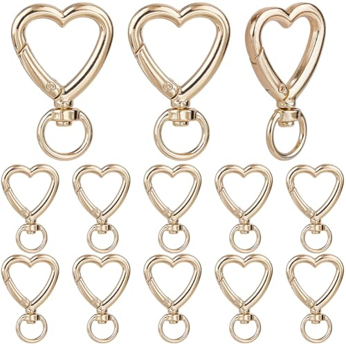 SUNNYCLUE 30 Stück Herz Klauenverschluss Goldene Karabinerverschlüsse Metalllegierung Herzförmige Verschlusshaken Ende Mit Gebogenem Drehgelenk Druckknopfverschluss Für Die Schmuckherstellung Armbände