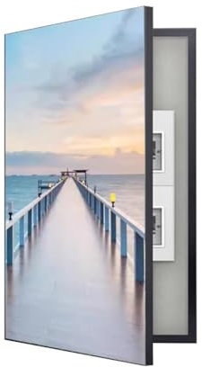Boîte De Compteur Électrique Peinture Décorative - Image Et Cadre En Aluminium, Couvercle De Panneau Électrique - Cacher Le Tableau Des Mesures Pour La Cuisine(Black frame,50x70 cm)
