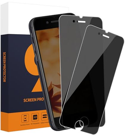Cable Leader 2 Stück Schutzfolie für Panzerglas für iPhone 6/6s/7/8/SE 2020, 2.5D Privatsphäre Gehärtetes Folie, 9H Härte Anti-Spy Displayschutzfolie für iPhone 6/6s/7/8/SE Anti-Spähen Schutzglas