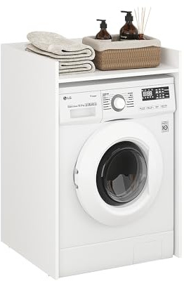 Komto Meuble Machine à Laver Blanc – Armoire Sèche-Linge avec Rangement pour Buanderie ou Salle de Bain | Mozi 66L x 62P x 97H cm
