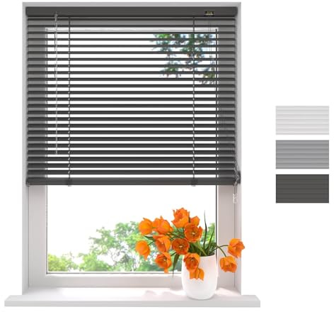 Radeco® Aluminium Jalousie 190 x 175 cm anthrazit 25mm lamellen, Größen von 40 bis 220 Breite, Fenster jalousien innen, lamellenrollo, Jalousie Aluminium, Jalousie 190 cm breit