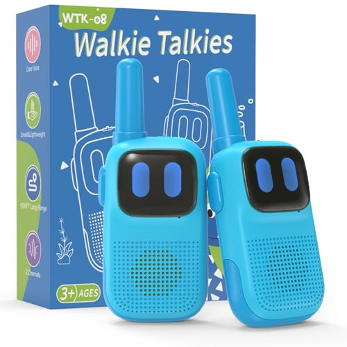 Walkie Talkie für Kinder, Kearui Funkgeräte Kinder woki toki Leichtgewichtig 2 Kanäle 1000ft Lange Distanz, Jungen Geschenk Spielzeug für 3-12 Jahre (Blau)