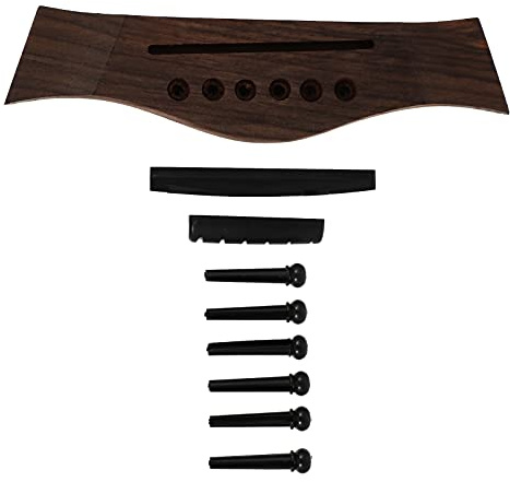 Abaodam Folk Gitarre Reparaturset Mit Stegstiften Sattel Und Mutter Aus Holz Und Kunststoff Zubehör Für Akustische Gitarren Bruchfest Und Poliert