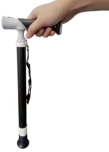 Bâtons de randonnée Canne de Marche télescopique pour Personnes âgées bâton de randonnée ultraléger et Pliable en Aluminium idéal pour la randonnée(1PC) (Noir, 38~105cm)