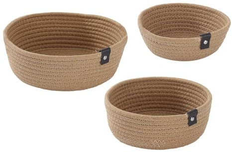 Contenedores de cuerda de algodón, 3 unidades, contenedores de almacenamiento decorativos, cestas pequeñas de algodón, de basura, organizador de juguetes para salón, dormitorio, habitación